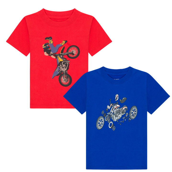 Kids + Toddlers BMX and Disassembled Motorcycle Organic Cotton T-Shirts (2 Pack)