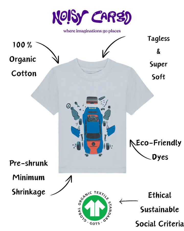 Kids + Toddlers Disassembled Car Organic Cotton T-Shirt