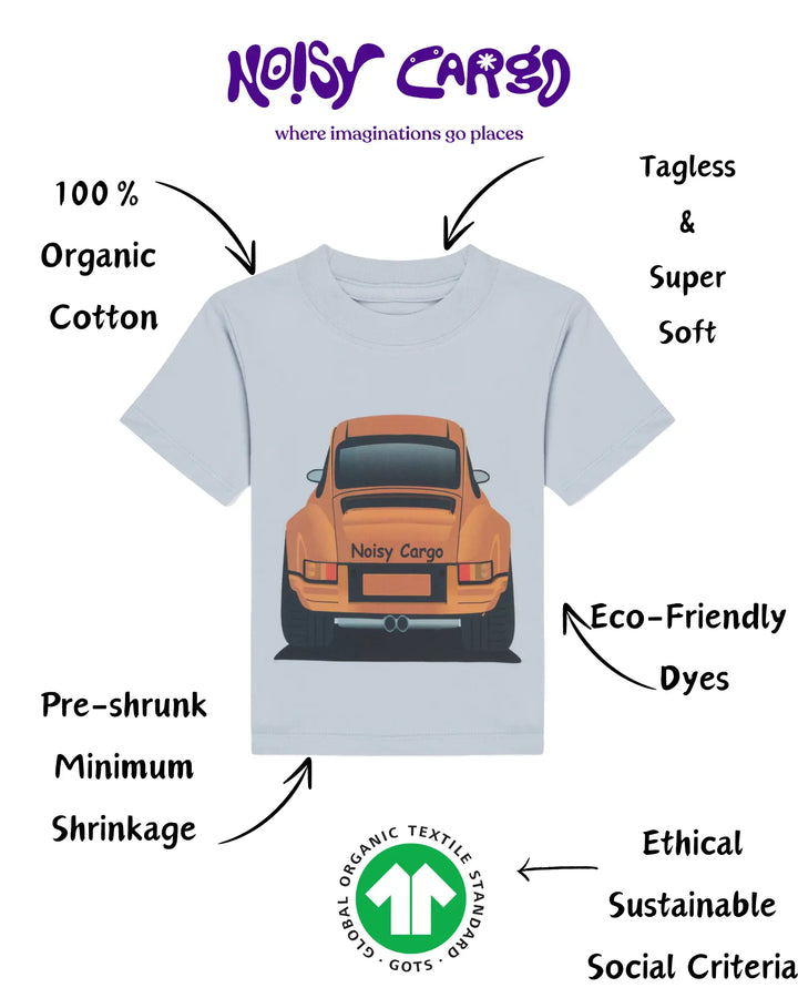 Race car GOTS organic boys t-shirt, red, sizes 2T–7